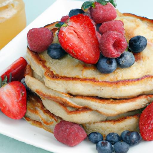 Fluffy Whole Wheat Pancakes Topped with Fresh Berries Delight