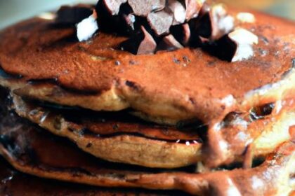 Decadent Cocoa Pancakes Loaded with Melty Chocolate Chips