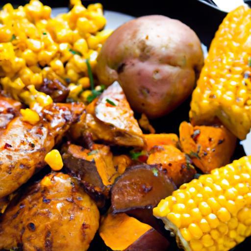 One-Pan BBQ Chicken with Sweet Potatoes and Corn Delight