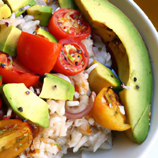 Avocado & Tomato Rice Bowl: A Fresh,Flavor-Packed Delight